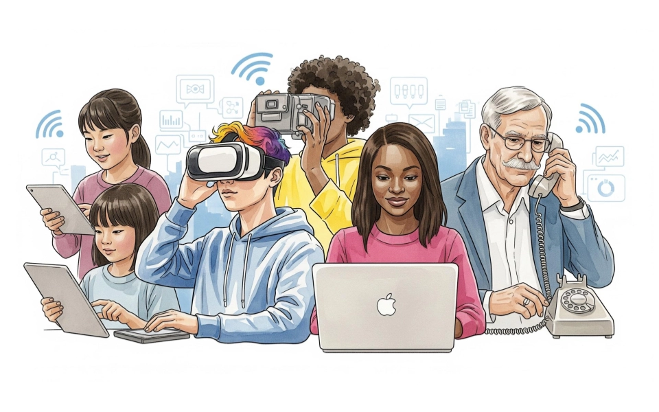 AI generated images of different generations using tech