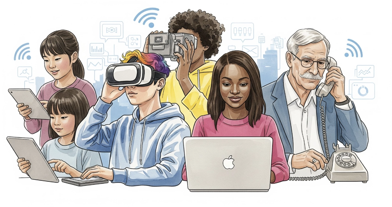 AI generated images of different generations using tech