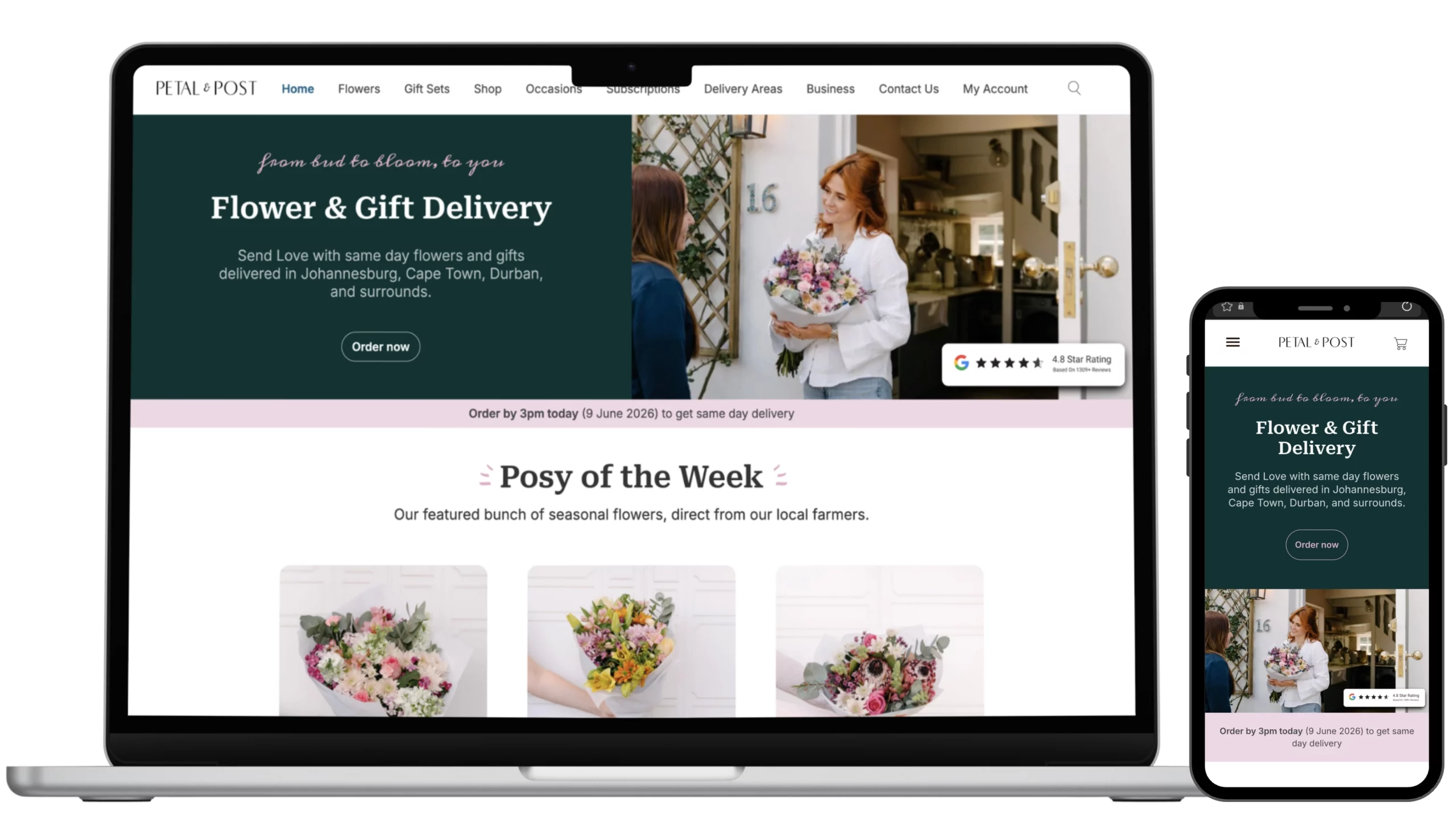 Petal and post screeshot | How Might We Petal and post website UX redesign screenshot
